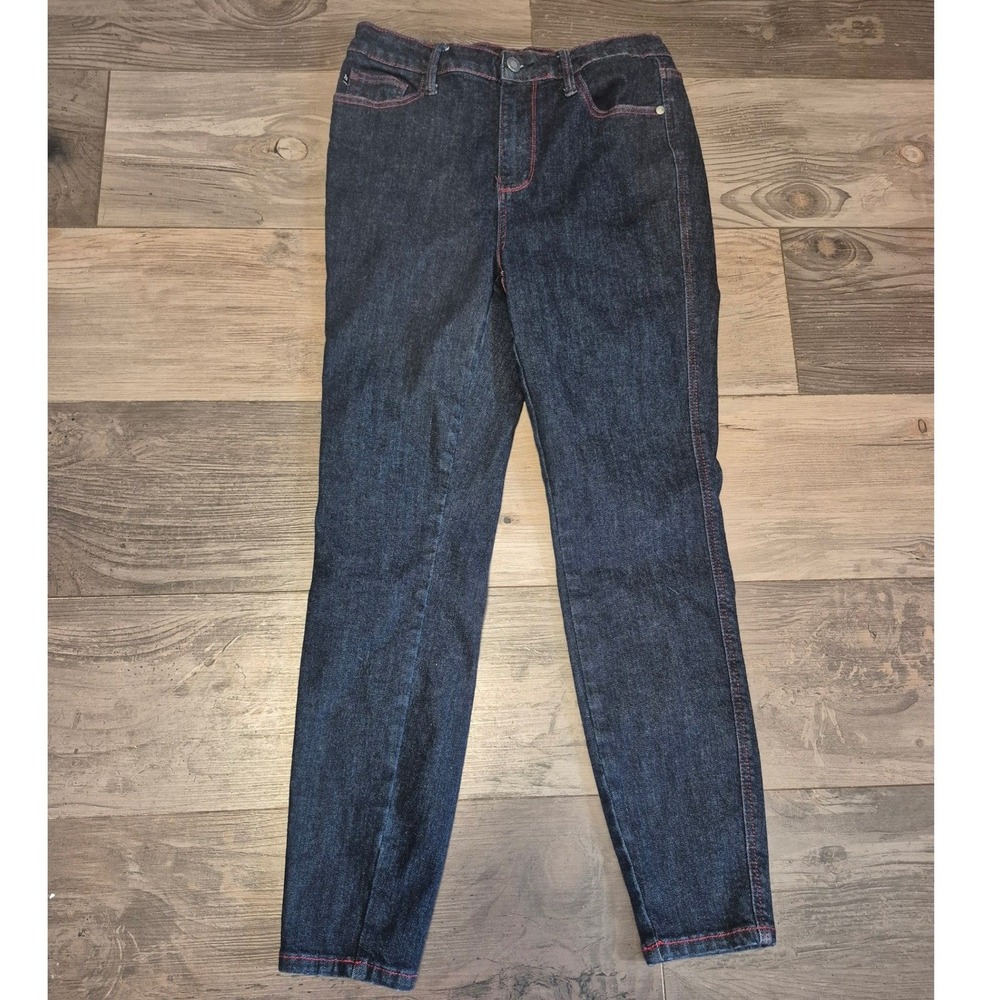 Judy Blue Heart Pocket Skinny Jeans Dark Wash Pink Stitching JB88916 DK SZ 7/28